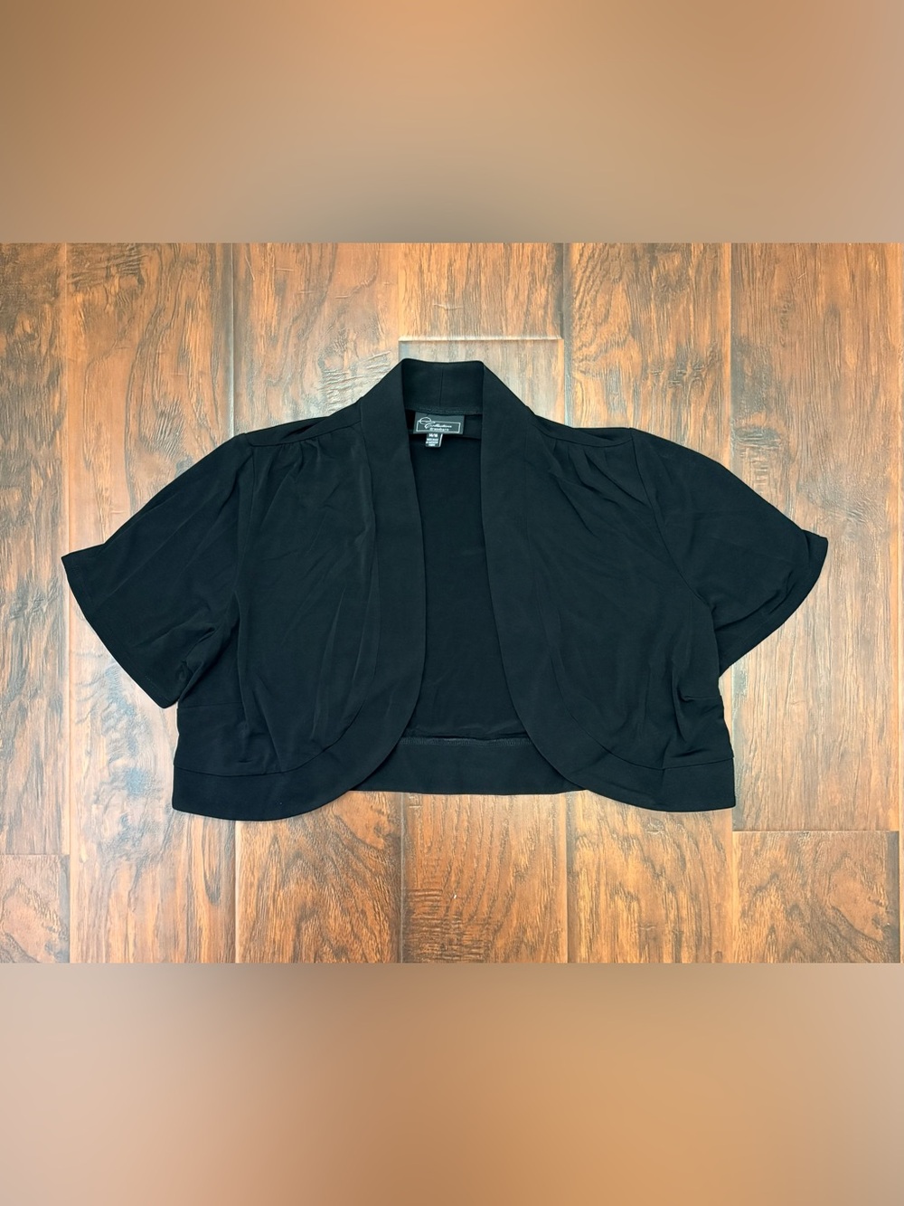 Dressbarn Collection Black Cropped Open Front Bolero Jacket Size 14/16